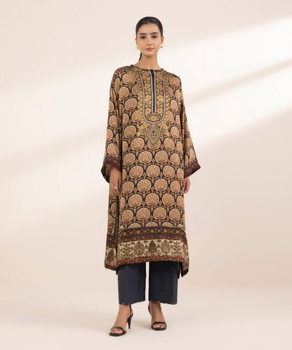 2 Piece - Embellished Silk Suit (Stitched)