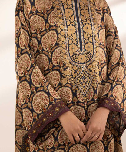 2 Piece - Embellished Silk Suit (Stitched)