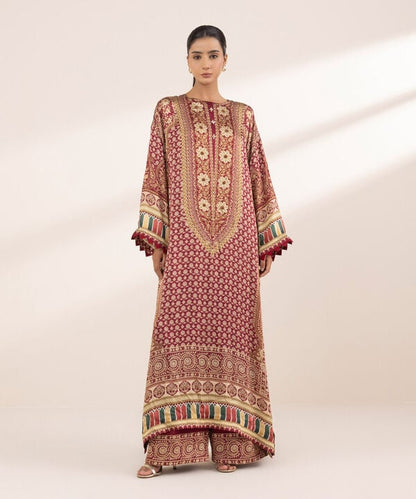 2 Piece - Embellished Silk Suit (Stitched)