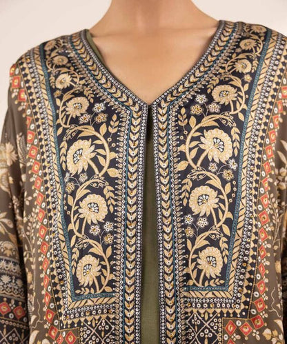 2 Piece - Embellished Silk Suit (Stitched)