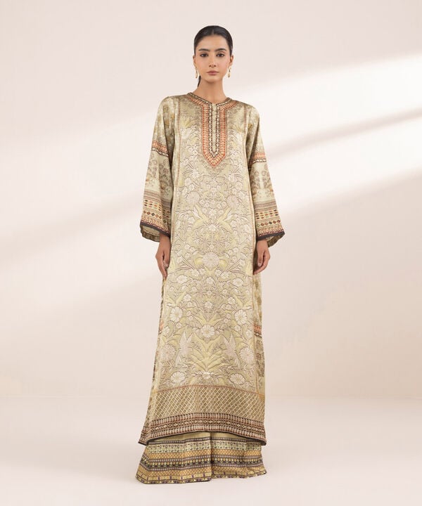 2 Piece - Embellished Silk Suit (Stitched)