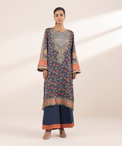 2 Piece - Embellished Silk Suit (Stitched)