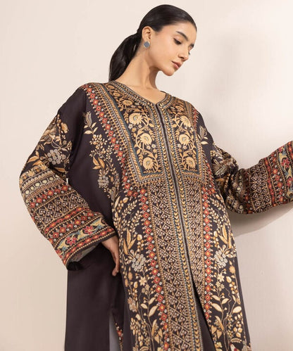 2 Piece - Embellished Silk Suit (Stitched)