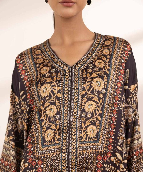 2 Piece - Embellished Silk Suit (Stitched)