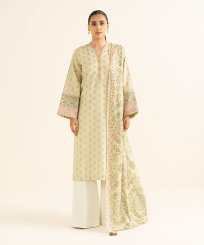 2 Piece -  Embroidered Light Khaddar Suit