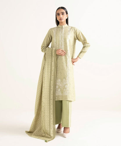 3 Piece - Embroidered Khaddar  Suit