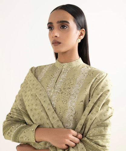 3 Piece - Embroidered Khaddar  Suit