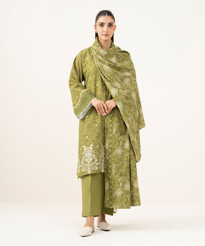 3 Piece - Embroidered Khaddar  Suit