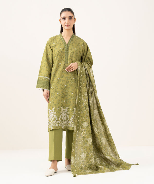 3 Piece - Embroidered Khaddar  Suit