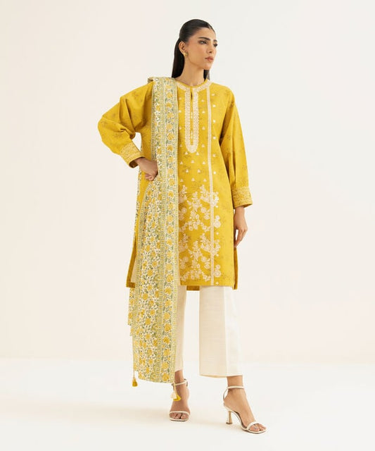 2 Piece - Embroidered Khaddar Suit