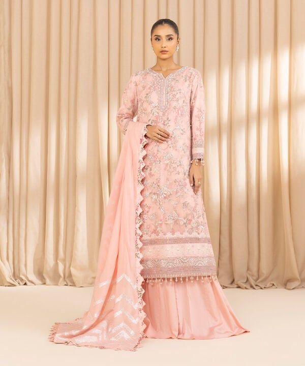 3 Piece - Embroidered Chiffon Suit (Unstitched)