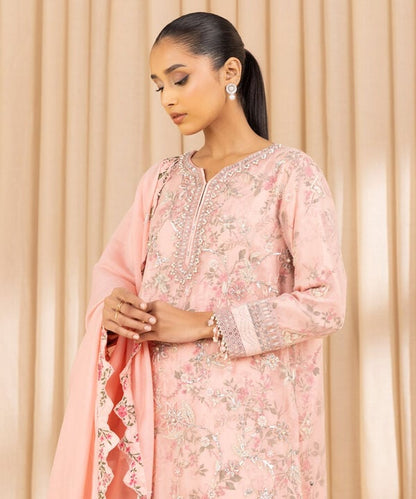 3 Piece - Embroidered Chiffon Suit (Unstitched)
