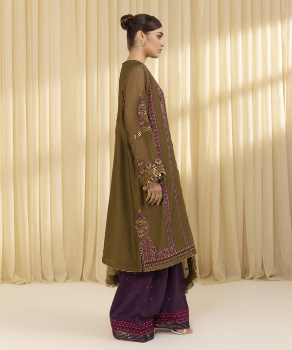 3 Piece - Embroidered Blended Net Suit (Unstitched)