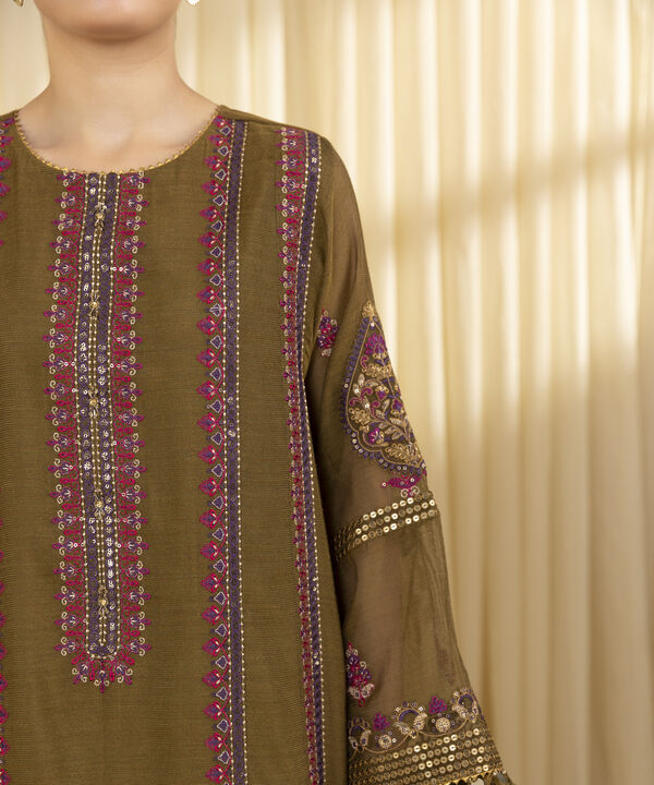 3 Piece - Embroidered Blended Net Suit (Unstitched)