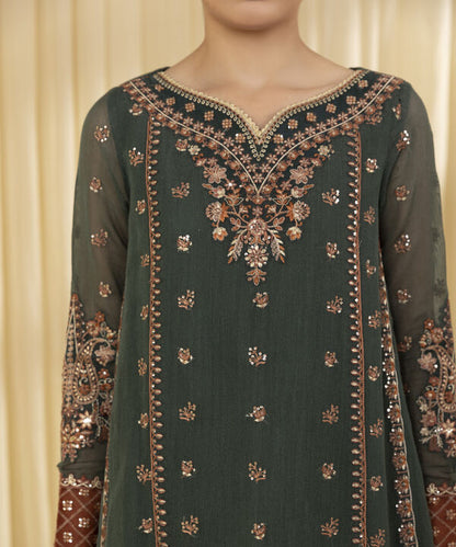 3 Piece - Embroidered Blended Net Suit (Unstitched)