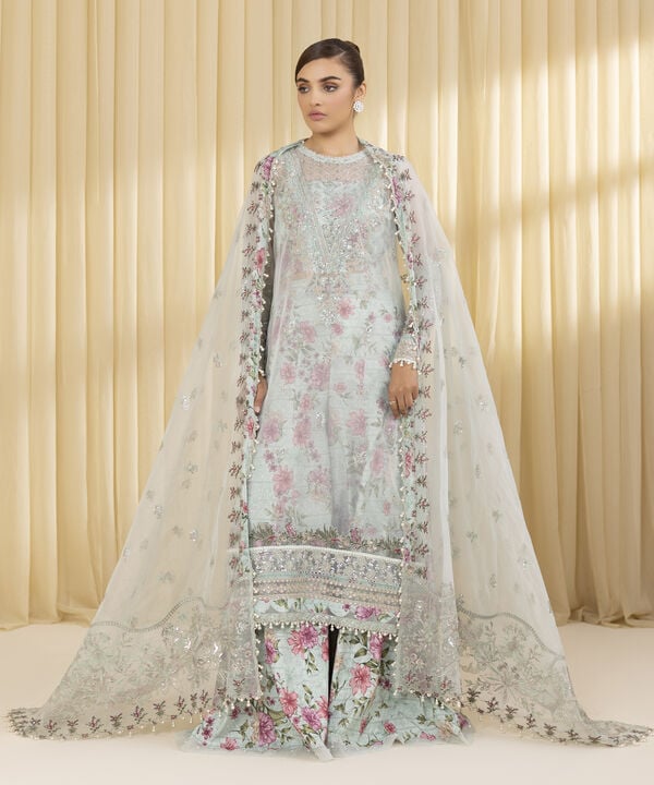 3 Piece - Embroidered Organza Suit (Unstitched)