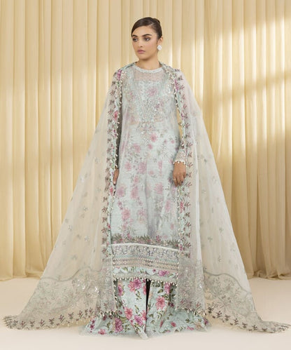 3 Piece - Embroidered Organza Suit (Unstitched)