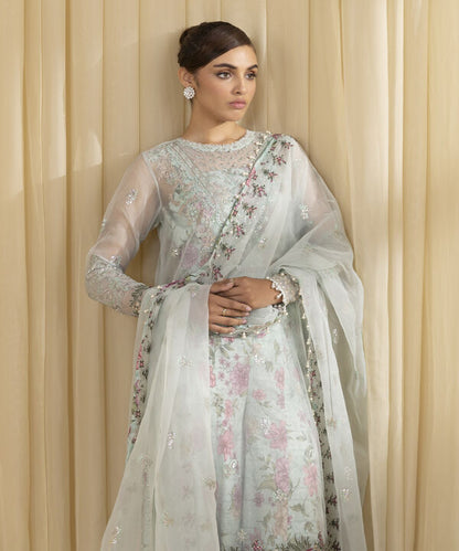 3 Piece - Embroidered Organza Suit (Unstitched)