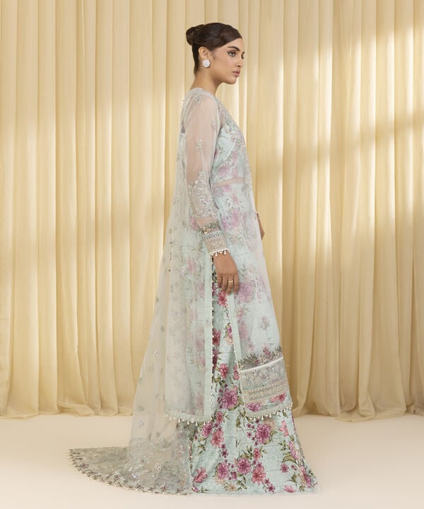 3 Piece - Embroidered Organza Suit (Unstitched)