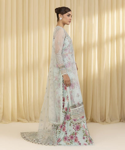 3 Piece - Embroidered Organza Suit (Unstitched)