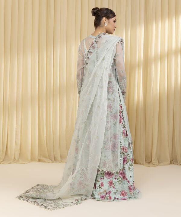 3 Piece - Embroidered Organza Suit (Unstitched)