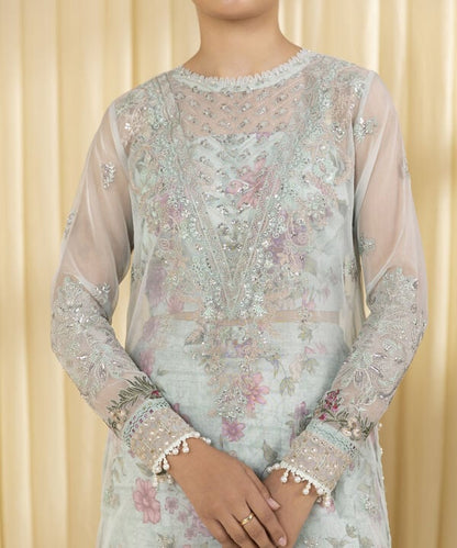 3 Piece - Embroidered Organza Suit (Unstitched)