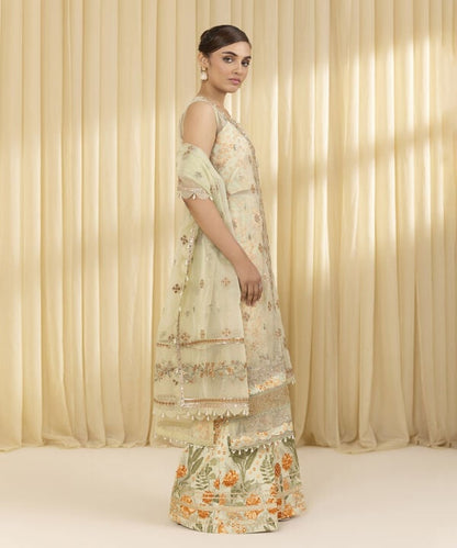 3 Piece - Embroidered Organza Suit (Unstitched)