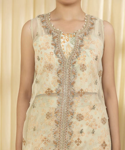 3 Piece - Embroidered Organza Suit (Unstitched)