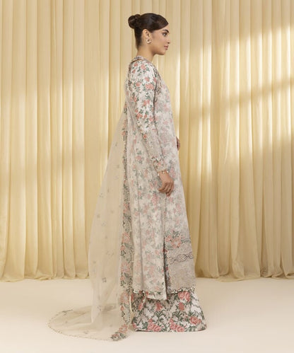 3 Piece - Embroidered Organza Suit (Unstitched)