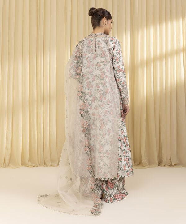 3 Piece - Embroidered Organza Suit (Unstitched)