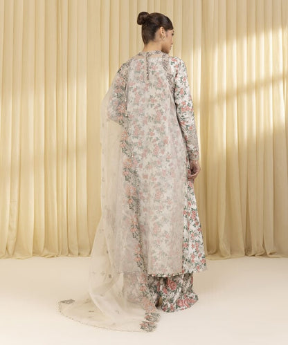 3 Piece - Embroidered Organza Suit (Unstitched)