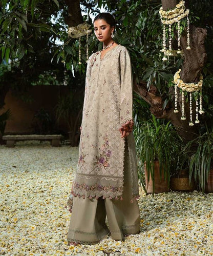 3 Piece - Embroidered Cotton Jacquard Suit (Unstitched)