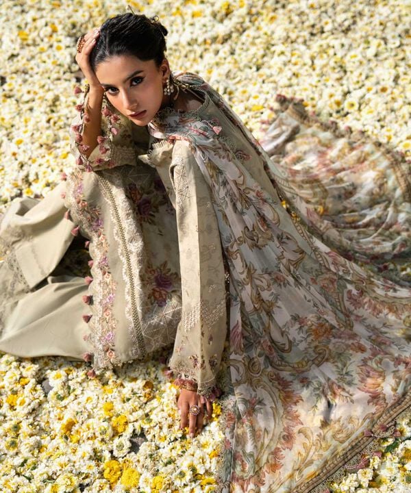 3 Piece - Embroidered Cotton Jacquard Suit (Unstitched)