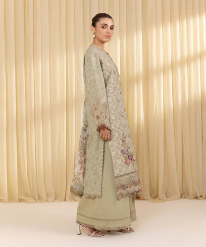 3 Piece - Embroidered Cotton Jacquard Suit (Unstitched)