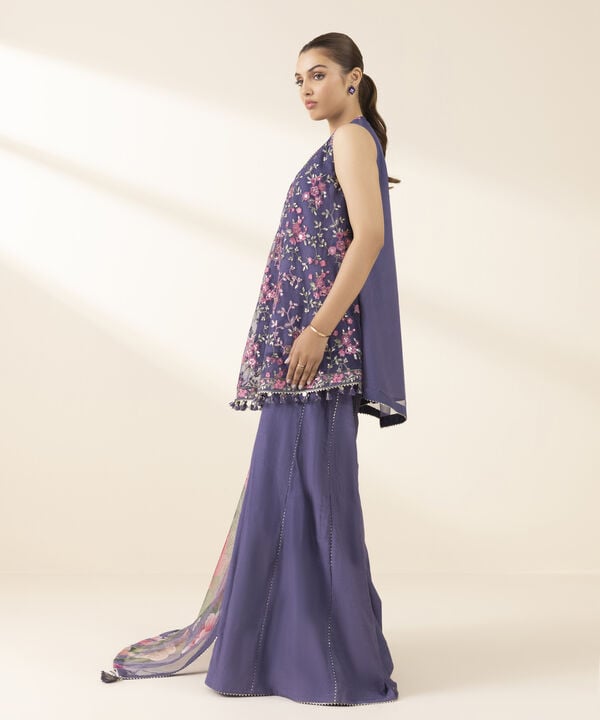 3 Piece - Embroidered Net Suit (Unstitched)