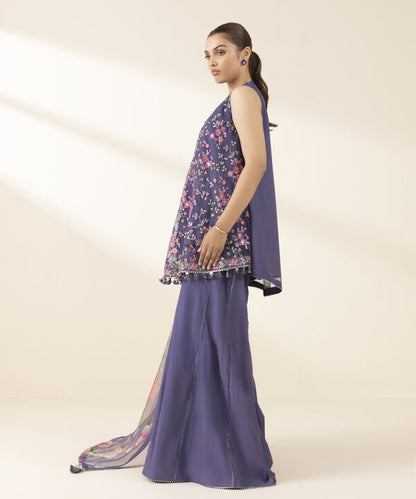 3 Piece - Embroidered Net Suit (Unstitched)