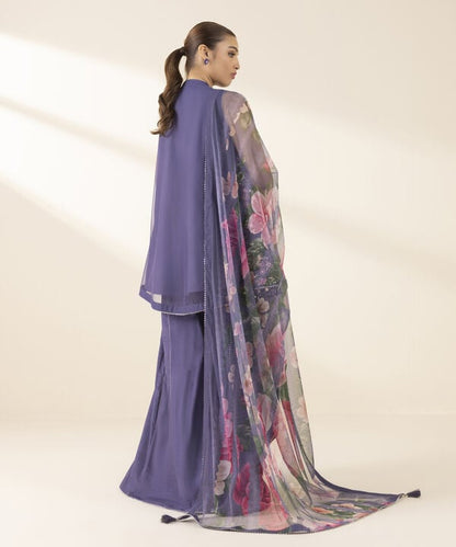 3 Piece - Embroidered Net Suit (Unstitched)