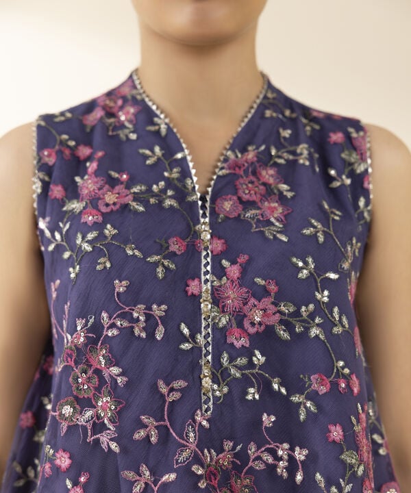 3 Piece - Embroidered Net Suit (Unstitched)