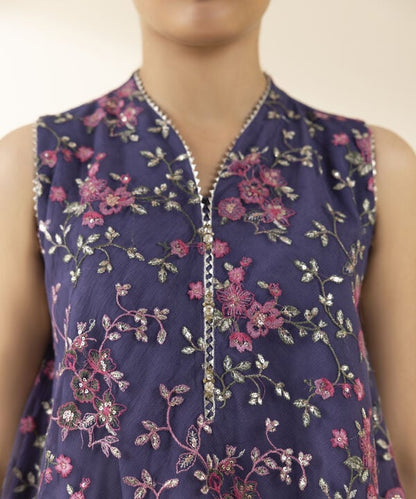 3 Piece - Embroidered Net Suit (Unstitched)