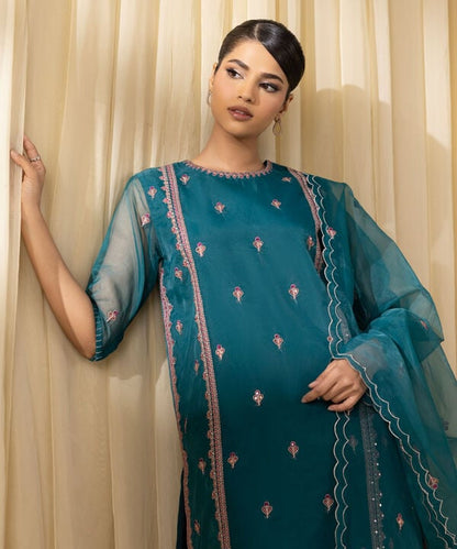3 Piece - Embroidered Organza Suit (Unstitched)