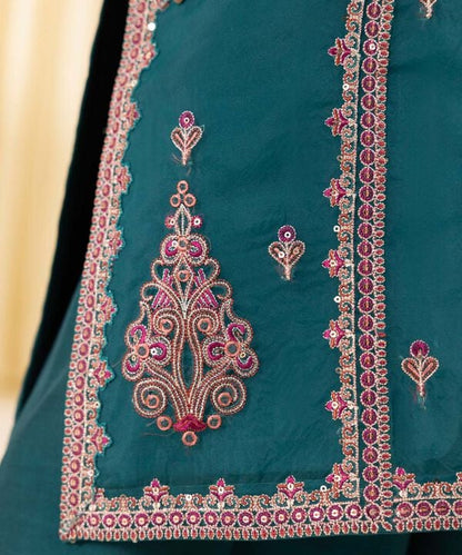 3 Piece - Embroidered Organza Suit (Unstitched)
