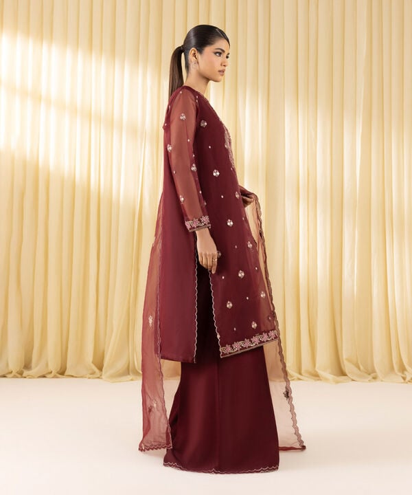 3 Piece - Embroidered Organza Suit (Unstitched)