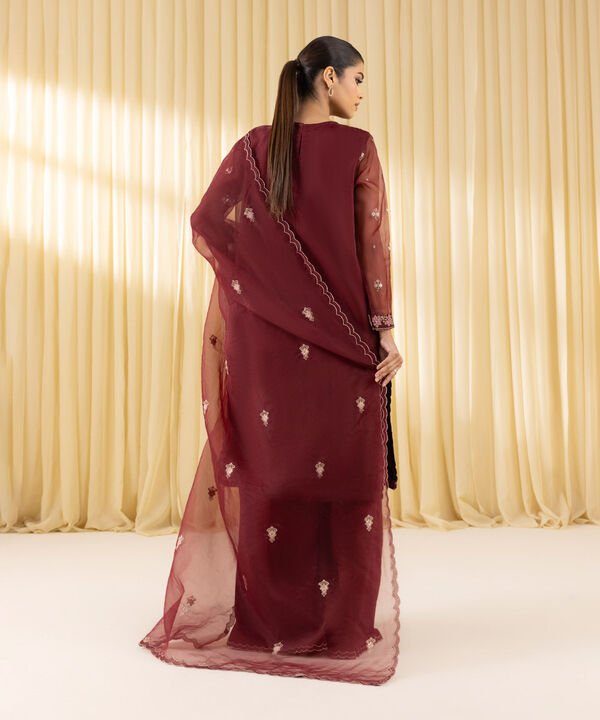 3 Piece - Embroidered Organza Suit (Unstitched)