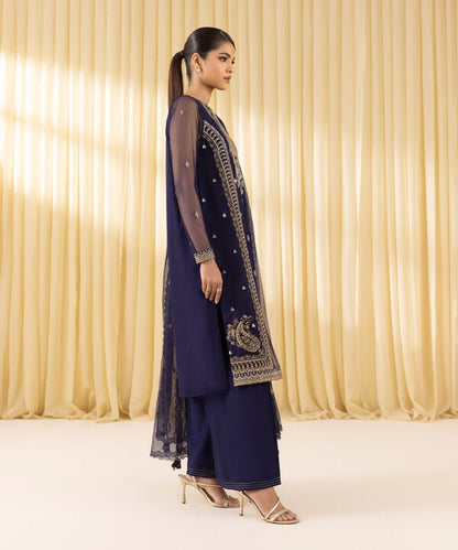 3 Piece - Embroidered Net Suit (Unstitched)