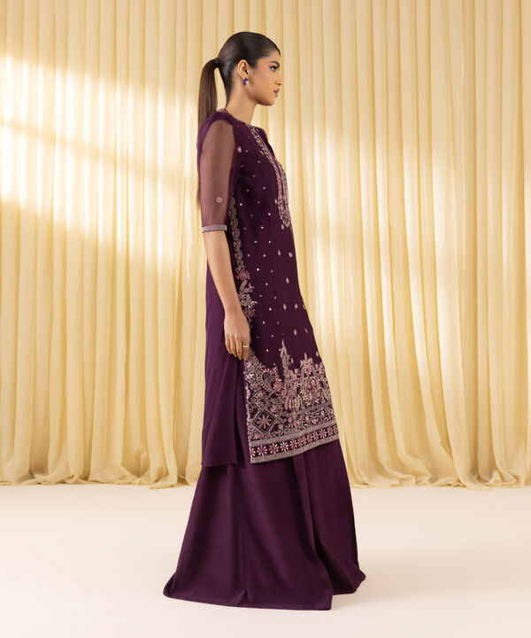 3 Piece - Embroidered Net Suit (Unstitched)