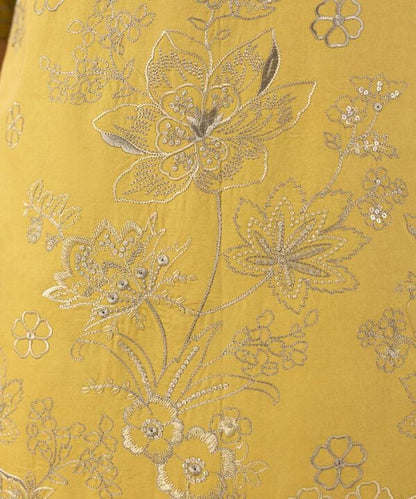 3 Piece - Embroidered Cotton Satin Suit (Unstitched)