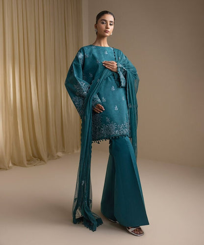 3 Piece - Embroidered Cotton Jacquard Suit (Unstitched)