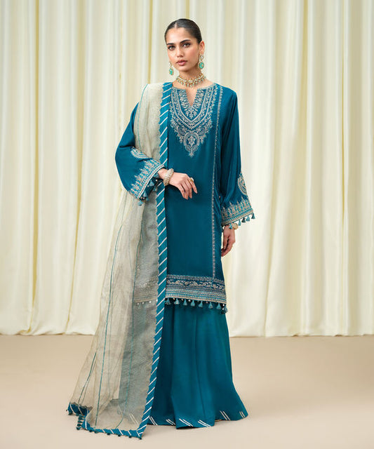 3 Piece - Embroidered Velvet Suit