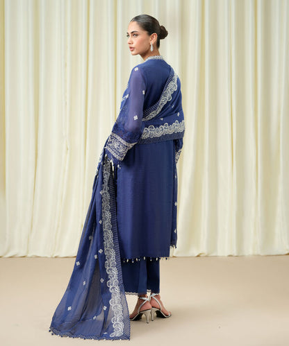 3 Piece - Embroidered Muslin Suit