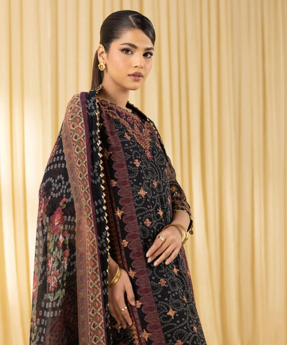 3 Piece - Embroidered Chiffon Suit (Unstitched)